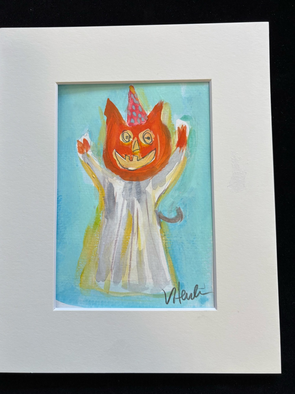 Halloween Pumpkin An Original watercolor Painting Matted 10”x8”Original